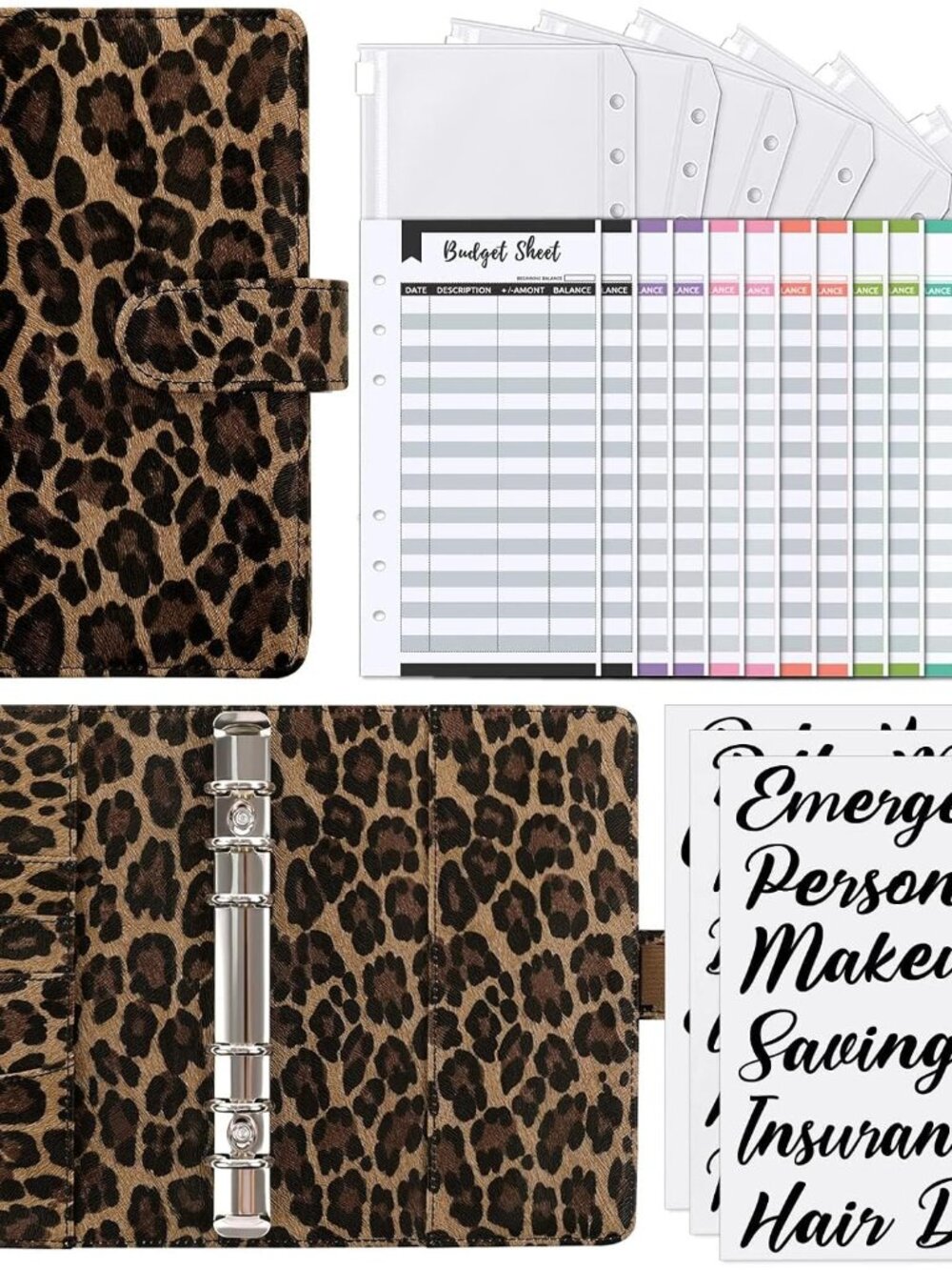 A6 Budget Binder with Zipper Envelopes, Money Organizer for Cash with 12Pcs Expe
